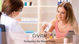  Presentation with doctor and patient medical consultation - Amazing PPT theme having cardio meter - patient visiting doctor for consultation backdrop and a  colored foreground