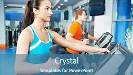  Presentation with cardio - Amazing theme having cardio training woman and man backdrop and a ocean colored foreground