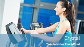  Presentation with cardio - Theme with cardio-training-woman-and-man background and a teal colored foreground
