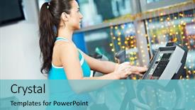  Presentation with cardio - Theme with cardio training woman at cross background and a  colored foreground