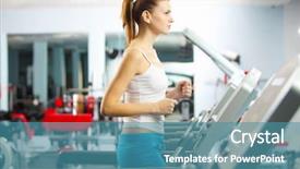  Presentation with running treadmill - Colorful presentation theme enhanced with cardio workout - image of fitness girl running backdrop and a  colored foreground