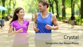  Presentation with new path - Colorful presentation theme enhanced with cardio workout - running couple training in central backdrop and a soft green colored foreground