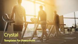  Presentation with lifestyle - Beautiful presentation theme featuring cardio workout - sport fitness lifestyle technology backdrop and a tawny brown colored foreground