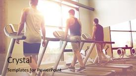  Presentation with lifestyle - Cool new PPT theme with cardio workout - sport fitness lifestyle technology backdrop and a coral colored foreground