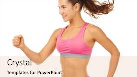  Presentation with health woman running female runner - Slide deck enhanced with cardio workout - sporty young woman running background and a  colored foreground