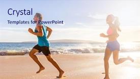  Presentation with cardio - PPT layouts consisting of cardio workout together running barefoot background and a sky blue colored foreground