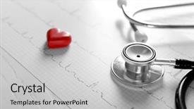  Presentation with medical heart - PPT layouts with cardiogram chart with medical stethoscope background and a light gray colored foreground
