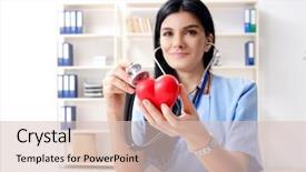  Presentation with cardiologist - Slides consisting of cardiograph - female doctor cardiologist working background and a lemonade colored foreground
