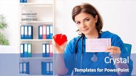  Presentation with cardiologist - Presentation theme enhanced with cardiograph - female doctor cardiologist working background and a ocean colored foreground