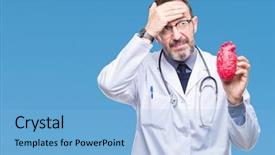  Presentation with cardiologist - Slides consisting of cardiologist doctor man holding heart background and a light blue colored foreground
