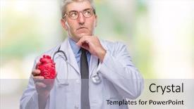  Presentation with brain thinking - Presentation having cardiologist doctor man holding heart background and a  colored foreground