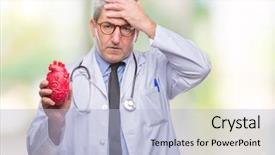  Presentation with cardiologist - Colorful theme enhanced with cardiologist doctor man holding heart backdrop and a light blue colored foreground
