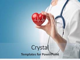  Presentation with cardiology - Slides with cardiologist holding red heart background and a light blue colored foreground