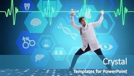  Presentation with supporting - Beautiful presentation design featuring cardiologist supporting cardiogram heart line backdrop and a  colored foreground