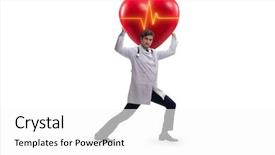  Presentation with supporting - Cool new slide deck with cardiologist supporting cardiogram heart line backdrop and a white colored foreground