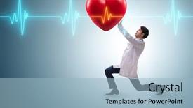  Presentation with cardiologist - Amazing slide set having cardiologist supporting cardiogram heart line backdrop and a  colored foreground