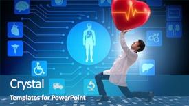  Presentation with supporting - Slide deck enhanced with cardiologist supporting cardiogram heart line background and a  colored foreground