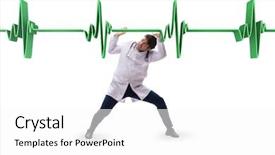  Presentation with supporting - Colorful presentation theme enhanced with cardiologist supporting cardiogram heart line backdrop and a white colored foreground