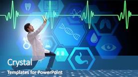  Presentation with ecg - Presentation theme featuring cardiologist supporting cardiogram heart line background and a teal colored foreground