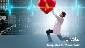  Presentation with supporting - Slide set consisting of cardiologist supporting cardiogram heart line background and a  colored foreground