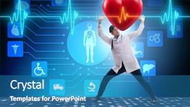  Presentation with cardiologist - PPT theme consisting of cardiologist supporting cardiogram heart line background and a teal colored foreground