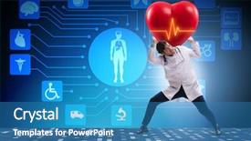  Presentation with supporting - Slide set with cardiologist supporting cardiogram heart line background and a teal colored foreground