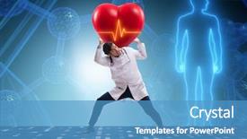  Presentation with cardiologist - Beautiful PPT theme featuring cardiologist supporting cardiogram heart line backdrop and a teal colored foreground