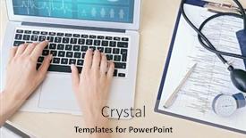  Presentation with cardiologist - Cool new theme with cardiologist working with laptop at office health care concept backdrop and a lemonade colored foreground