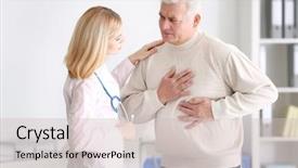  Presentation with aged - PPT layouts featuring cardiology - aged patient complaining to doctor background and a soft green colored foreground