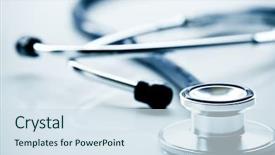  Presentation with cardiology - Presentation having cardiology - beautiful stethoscope with reflection background and a sky blue colored foreground