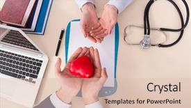  Presentation with cardiology - Theme consisting of cardiology - businessman visiting cardiologist for routine background and a lemonade colored foreground