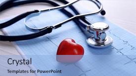  Presentation with cardiology - Audience pleasing theme consisting of cardiology - cardiogram with stethoscope and red backdrop and a light blue colored foreground