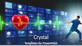 Presentation with heart beat - Cool new PPT theme with cardiology - cardiologist in telemedicine concept backdrop and a ocean colored foreground