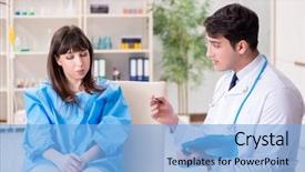  Presentation with blood transfusion - Beautiful theme featuring cardiology - doctor discussing blood transfusion backdrop and a light blue colored foreground