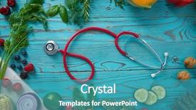  Presentation with cardiology - Slides having cardiology - healthy food vegetables for heart background and a teal colored foreground