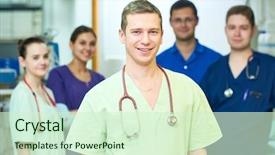  Presentation with medic - Slide deck featuring cardiology - hospital medic staff young surgeon background and a soft green colored foreground