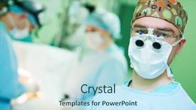  Presentation with operating room - Presentation design consisting of cardiology - male cardiac surgeon at child background and a sky blue colored foreground