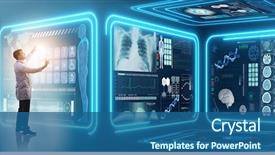  Presentation with cardiology - Colorful slide deck enhanced with cardiology - man doctor in futuristic medicine backdrop and a ocean colored foreground