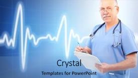  Presentation with medical smiling doctor - Slides consisting of cardiology - mature smiling medical doctor background and a light blue colored foreground
