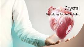  Presentation with medical heart - Presentation design with cardiology - medical concept female doctor background and a sky blue colored foreground