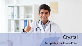  Presentation with clipboard stethoscope - PPT theme enhanced with cardiology - medicine healthcare and people concept background and a light blue colored foreground