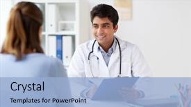  Presentation with cardiology concept - Colorful presentation design enhanced with cardiology - medicine healthcare and people concept backdrop and a light blue colored foreground