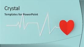  Presentation with heart rhythm - PPT theme featuring cardiology - paper cut of cardiogram background and a light blue colored foreground