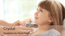  Presentation with pediatrician - Amazing theme having cardiology - pediatrician examining little girl's heart backdrop and a coral colored foreground