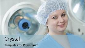  Presentation with cardiac nurse - Presentation with cardiology - portrait of surgeon nurse background and a light blue colored foreground