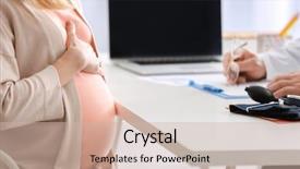  Presentation with pregnant woman - Colorful slides enhanced with cardiology - pregnant woman visiting cardiologist backdrop and a soft green colored foreground