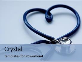  Presentation with cardiology - Beautiful presentation theme featuring cardiology - stethoscope in the shape backdrop and a light blue colored foreground