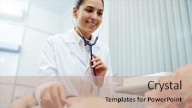  Presentation with heart beat - Slide deck featuring cardiology - successful young clinician examining heart background and a coral colored foreground