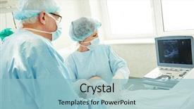  Presentation with surgery - Beautiful slide set featuring cardiology - surgeons team at surgery operation backdrop and a light blue colored foreground
