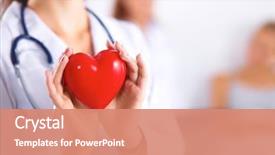  Presentation with cardiology - Theme having cardiology - young woman doctor holding background and a coral colored foreground